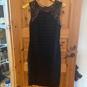 Adrianna Papell Black Lace Midi Dress